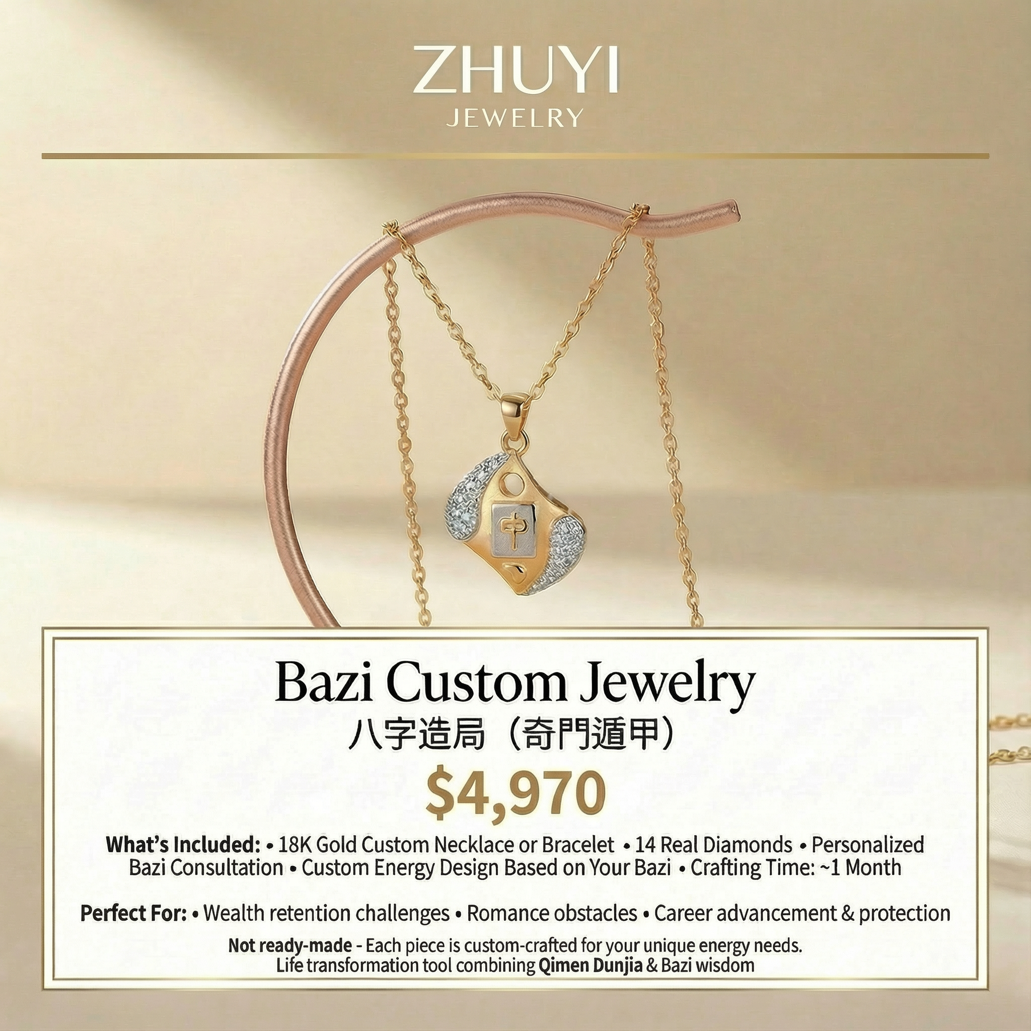 Bazi & Qi Men Dun Jia Custom Jewelry - ZHUYI JEWELRY Energy Talisman $4,970