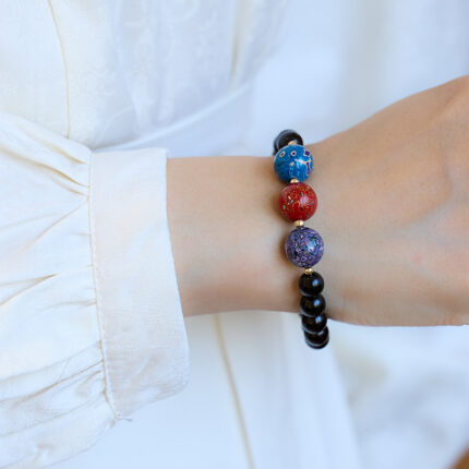 Burning Fire Reflecting Sandalwood-Beaded Bracelet