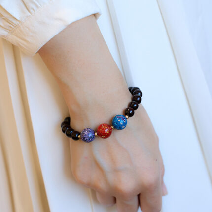 Burning Fire Reflecting Sandalwood-Beaded Bracelet